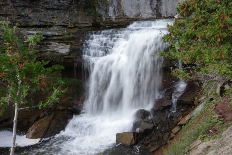 A waterfall with the movement blurred