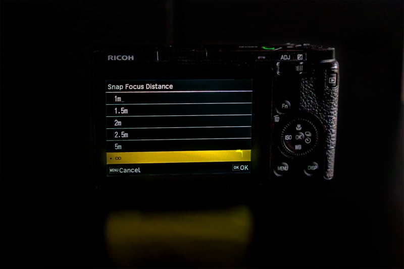 Ricoh GRIIIx Snap focus screen options