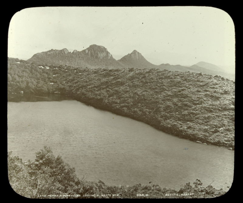 A vintage photo of Lake Perry in the Hartz Mountains in the Tasmanian highlands in the early 1900s