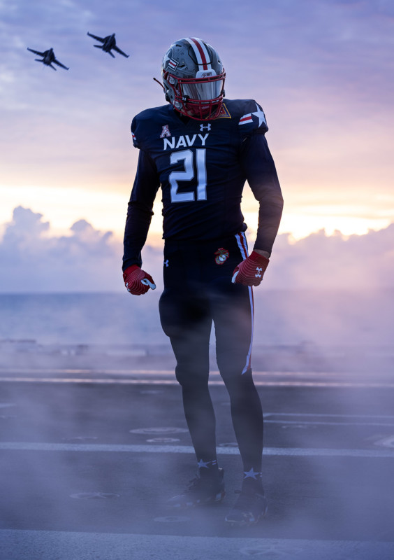 Photographing Navy's 2021 uniform on an aircraft carrier