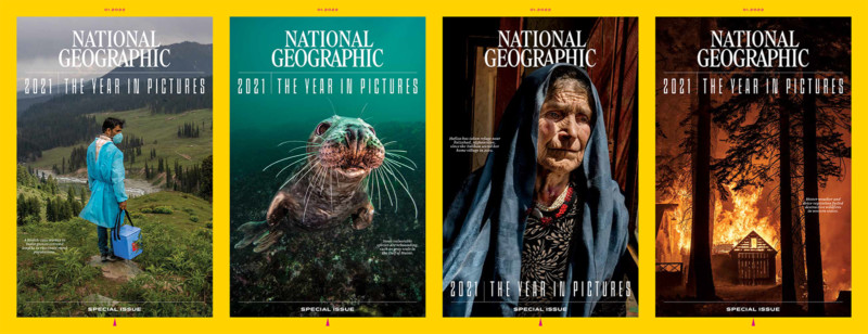 National Geographic 2021 Year in Pictures Four covers side by side