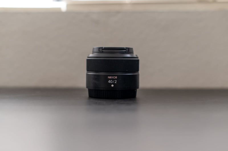 A side view of the Nikon Z 40mm f/2 lens