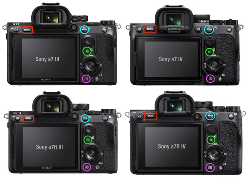 Comparing the interfaces of various Sony cameras