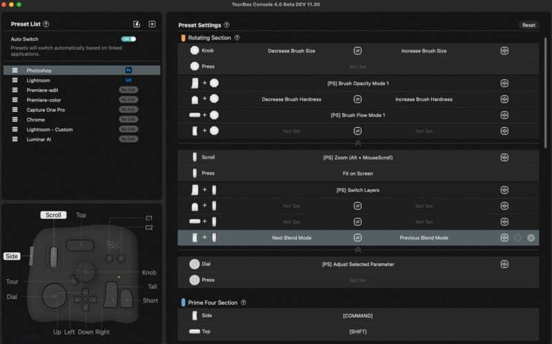 Tourbox Preset for Photoshop