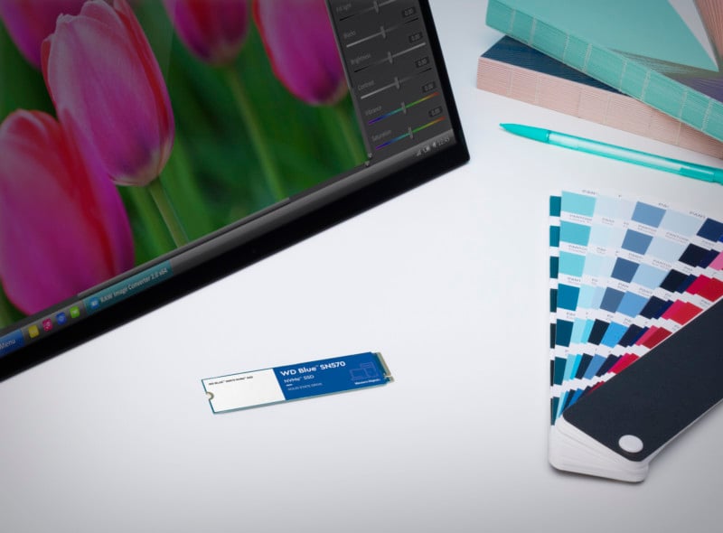 An SSD on a table with a display and a color pallete