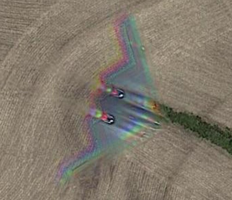 A B-2 Spirit stealth bomber captured by Google Maps