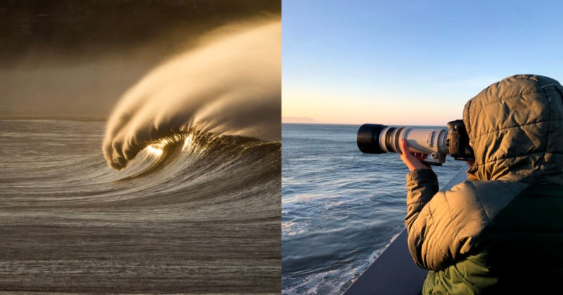 Photographer Lance Wilson photographing waves on the California coastline