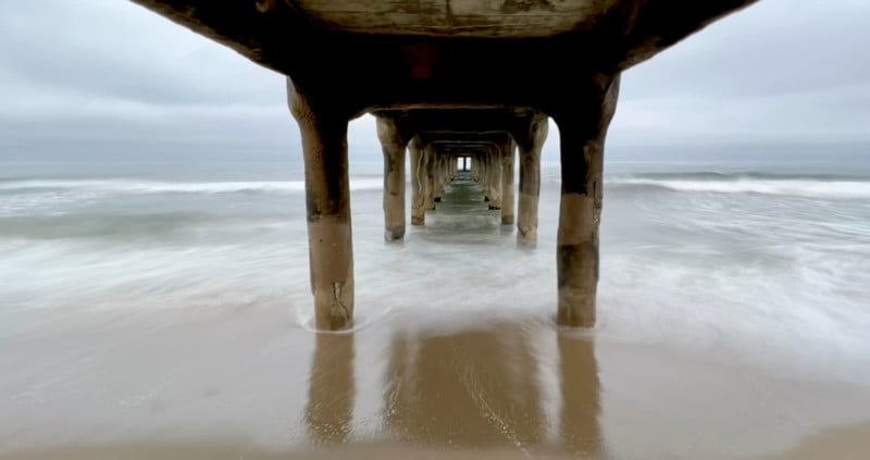 An ocean under a dock captured with Live Photos Long Exposure on an iPhone