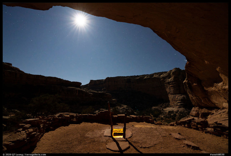 A nighttime photo under the moon at Bears Ears National Monument