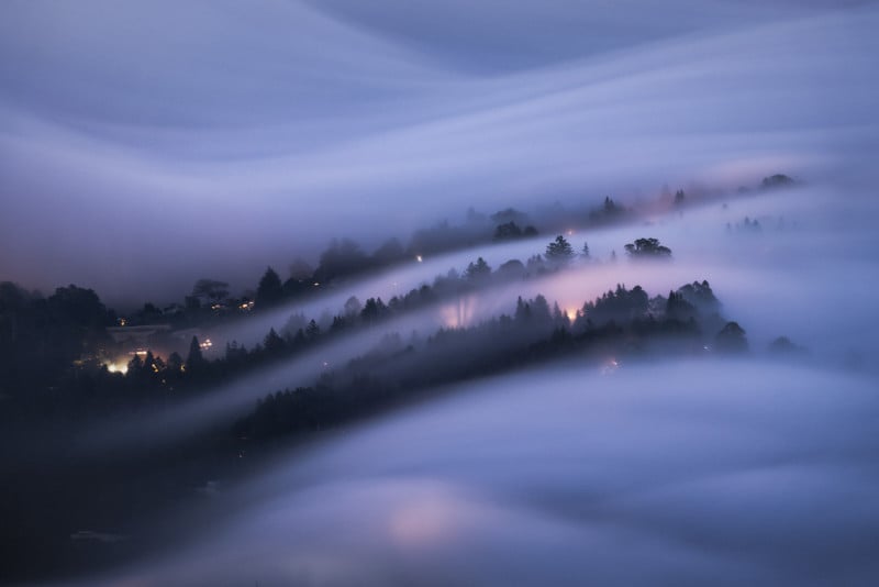 A long exposure photo of fog