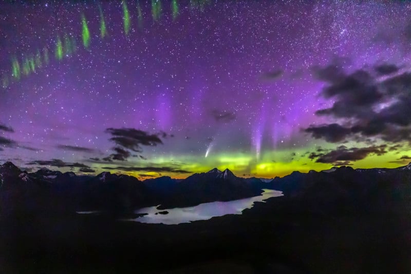 Aurora and comet Neowise