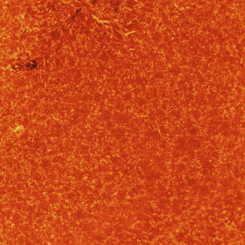 A cropped photo showing details of the Sun
