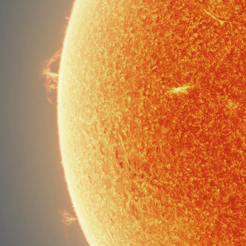 A cropped photo showing details of the Sun