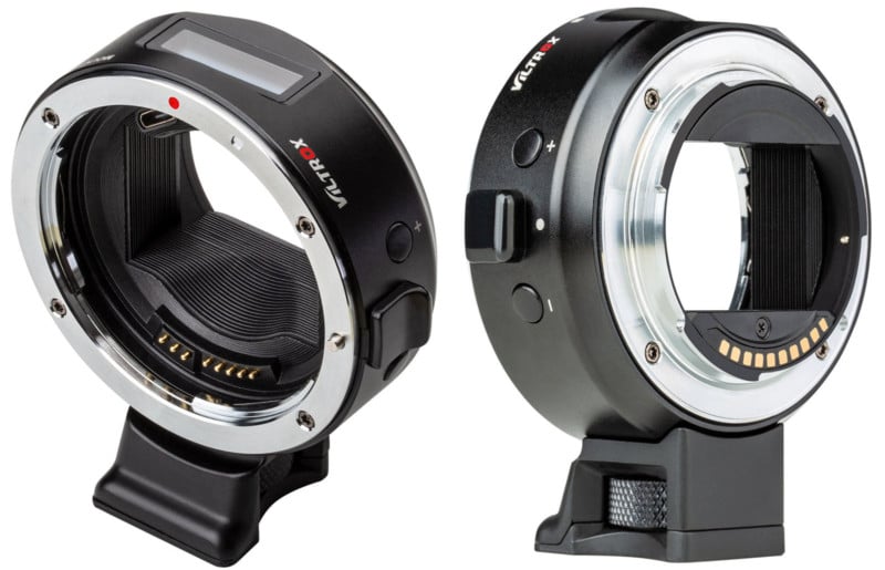 A diagram of the parts on the Viltrox EF-to-E lens mount adapter