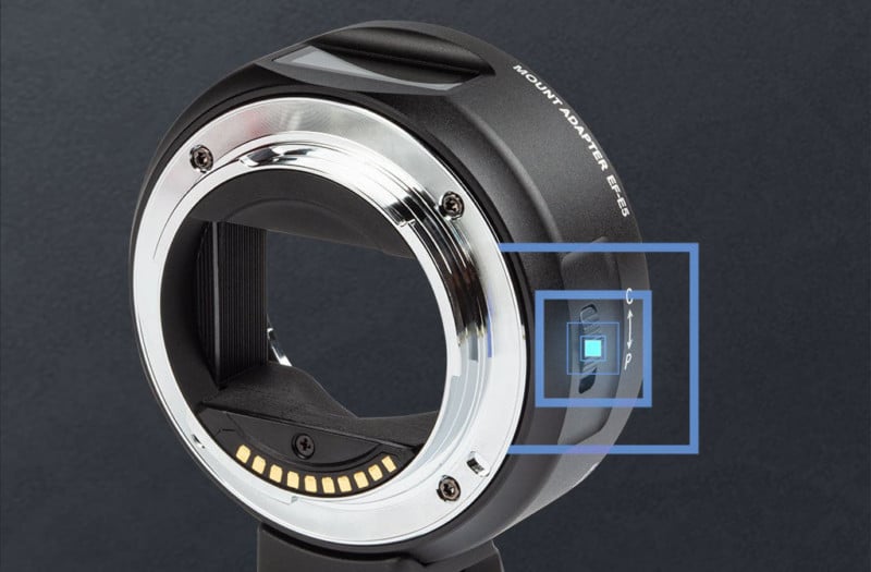 The side dial on the Viltrox EF-to-E lens mount adapter