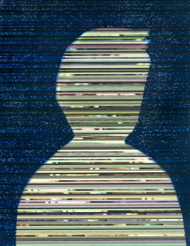 An artwork designed to look like a corrupted image file