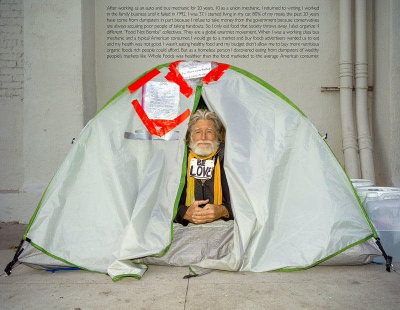 Homeless man in tent