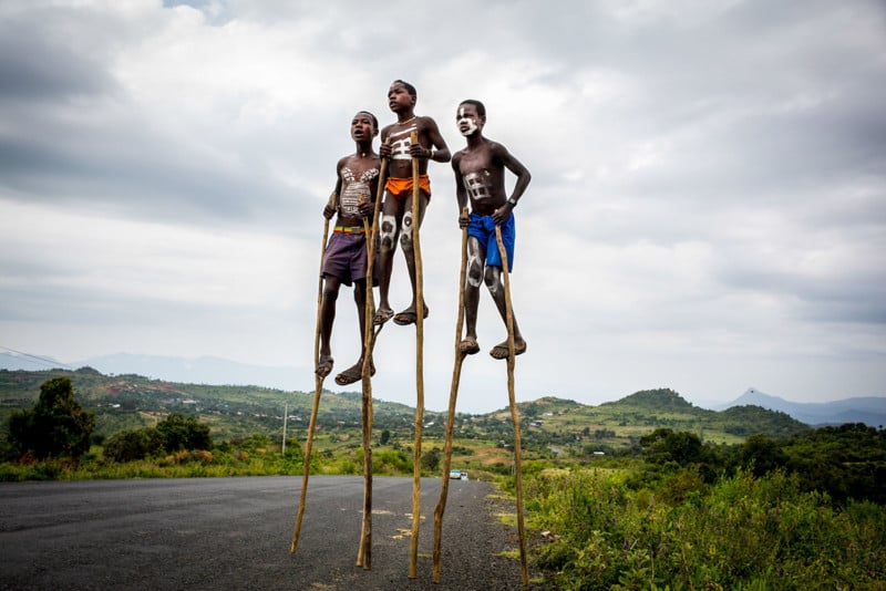 boys on stilts