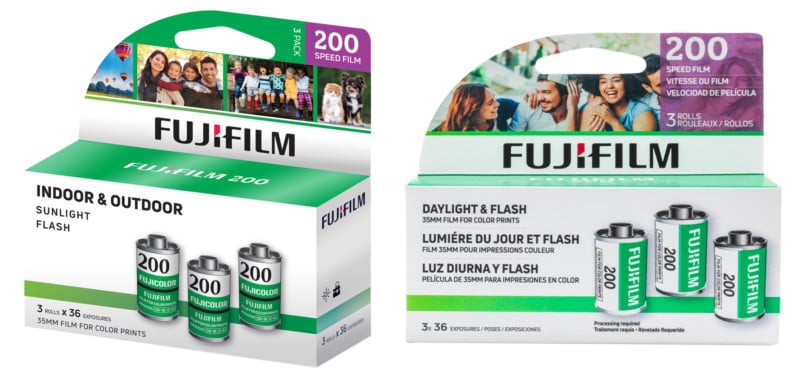 Fujifilm Fujicolor 200 Old versus new packaging