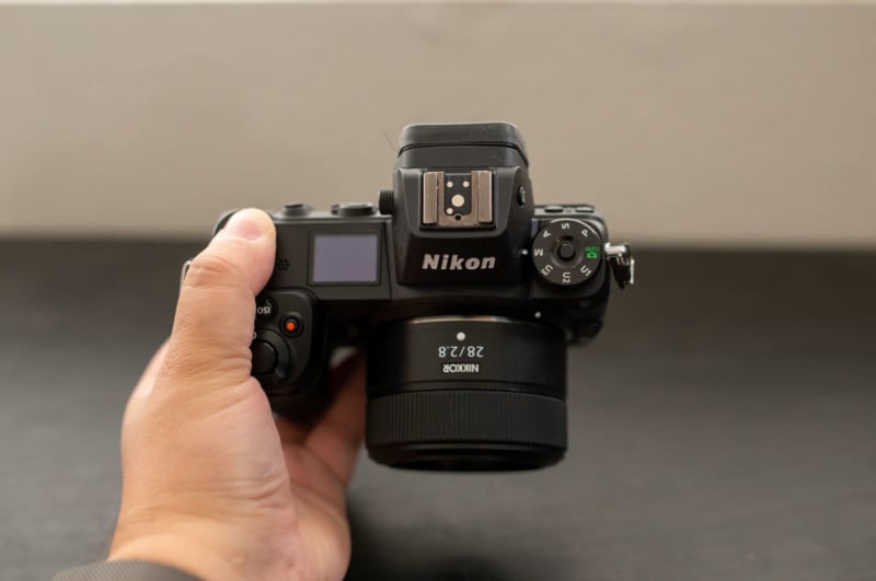 Nikon Z 28mm F/2.8 Lens Top View Mounted on Z6