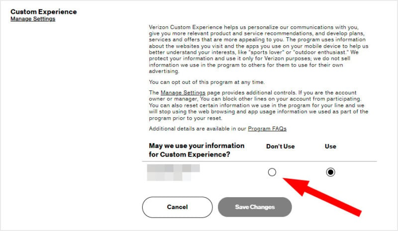 Select Don't Use in the new Custom Experience Plus to opt out