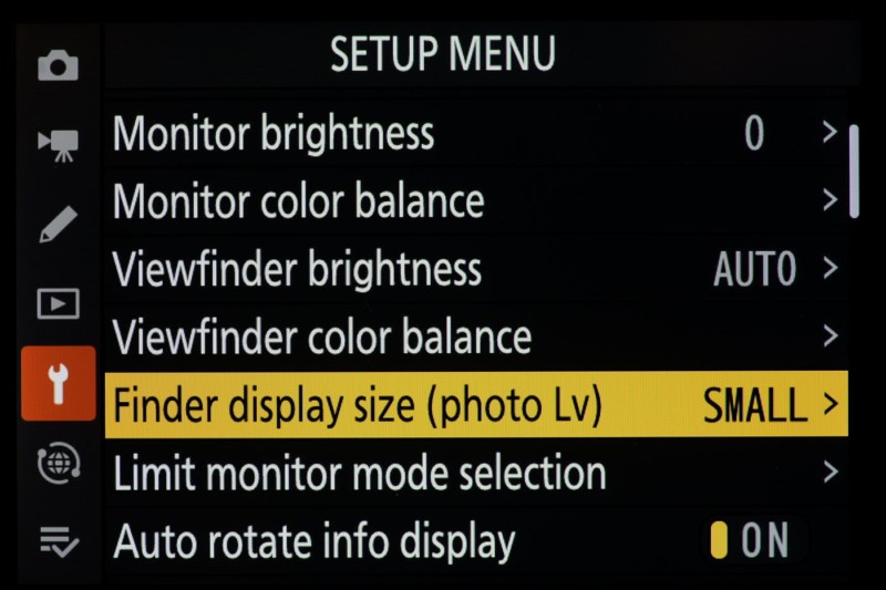 A screenshot of the menu system of the Nikon Z9