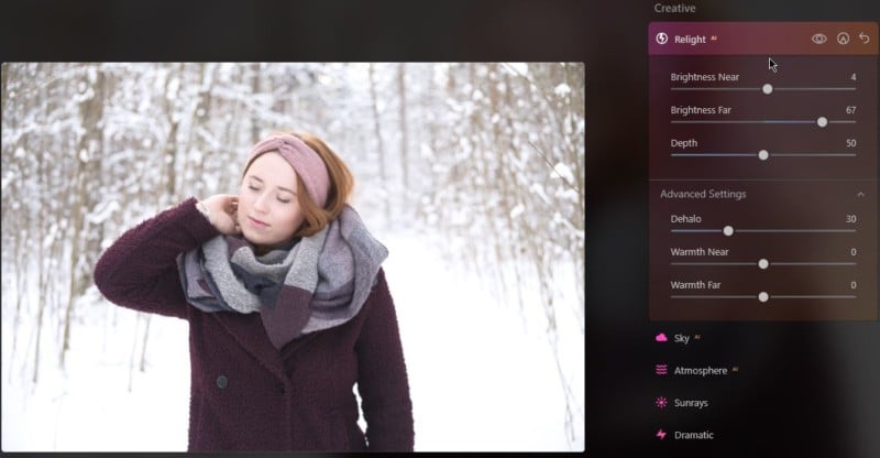 Relight AI tool in Luminar Neo