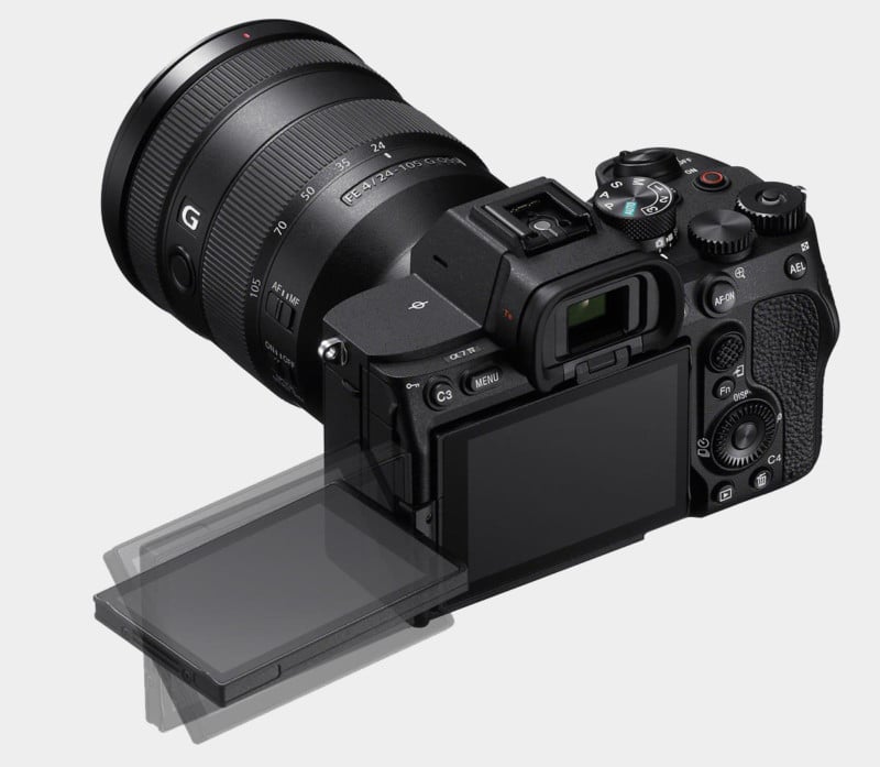 The Sony a7 IV mirrorless camera with its flip screen