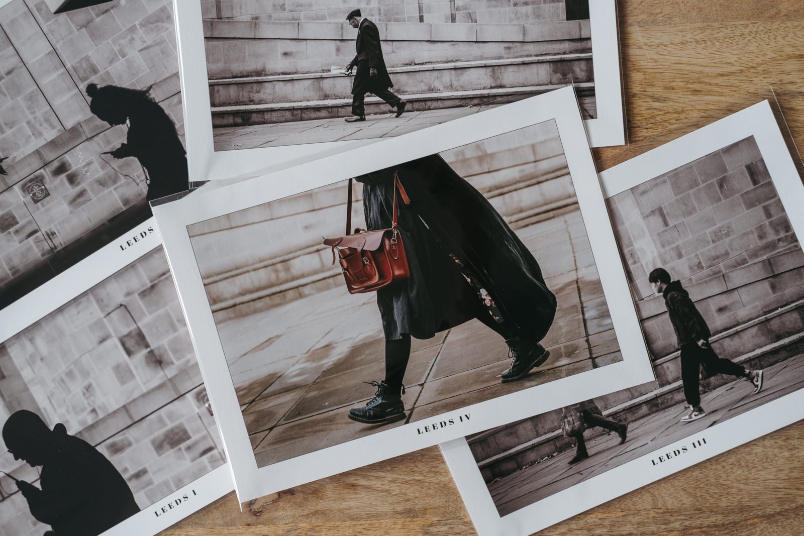 A selection of photo prints on a table