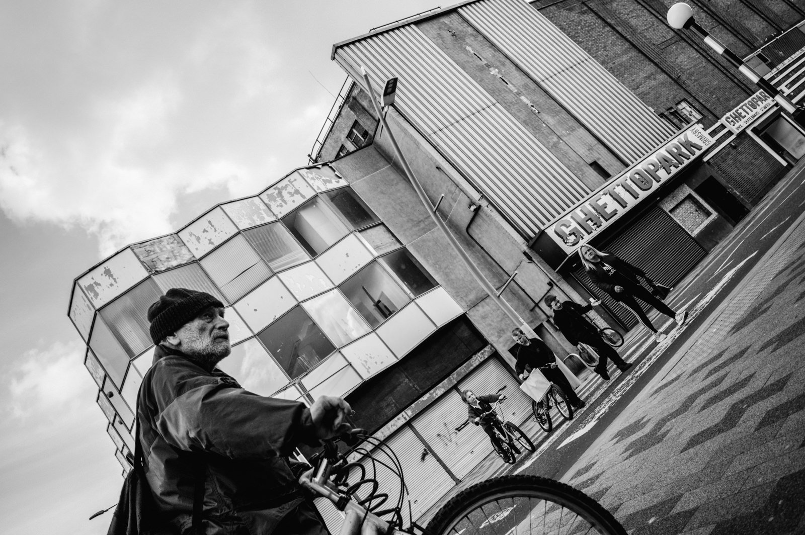 An older man on a bike