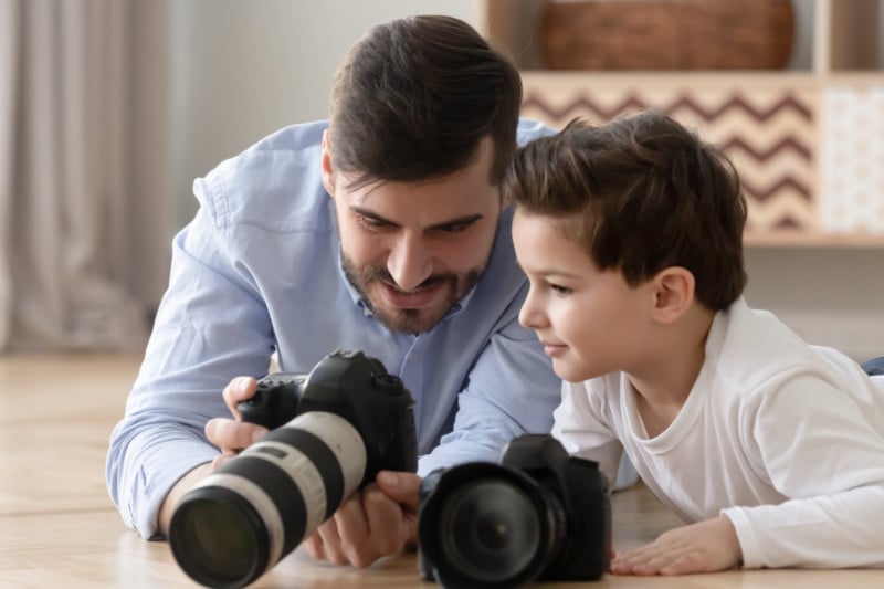 Father and Son Teaching Photography