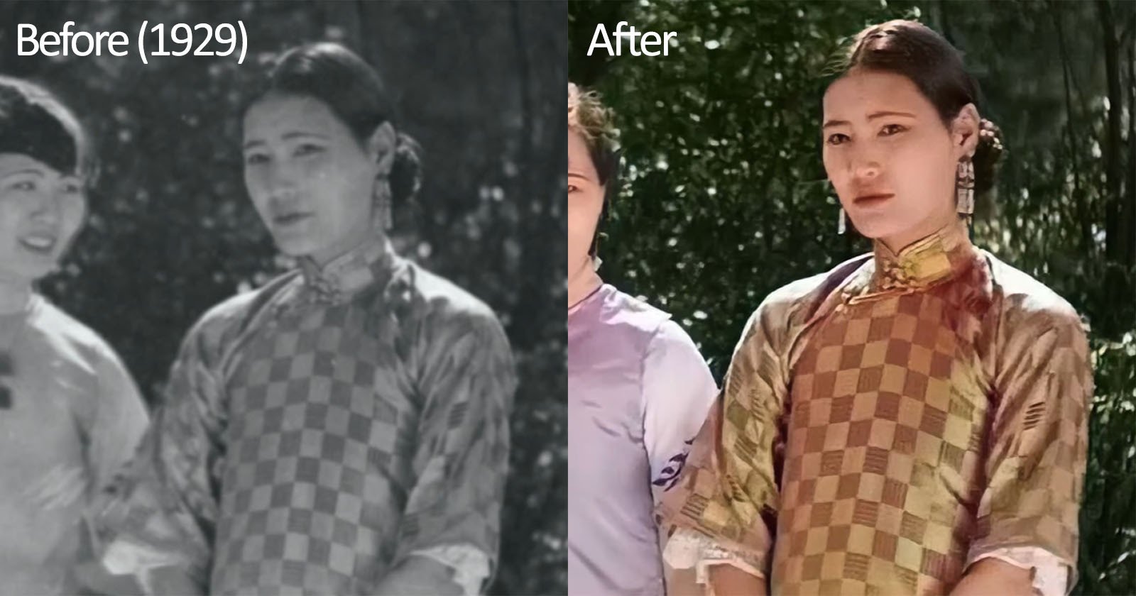 Before and after AI coloriation