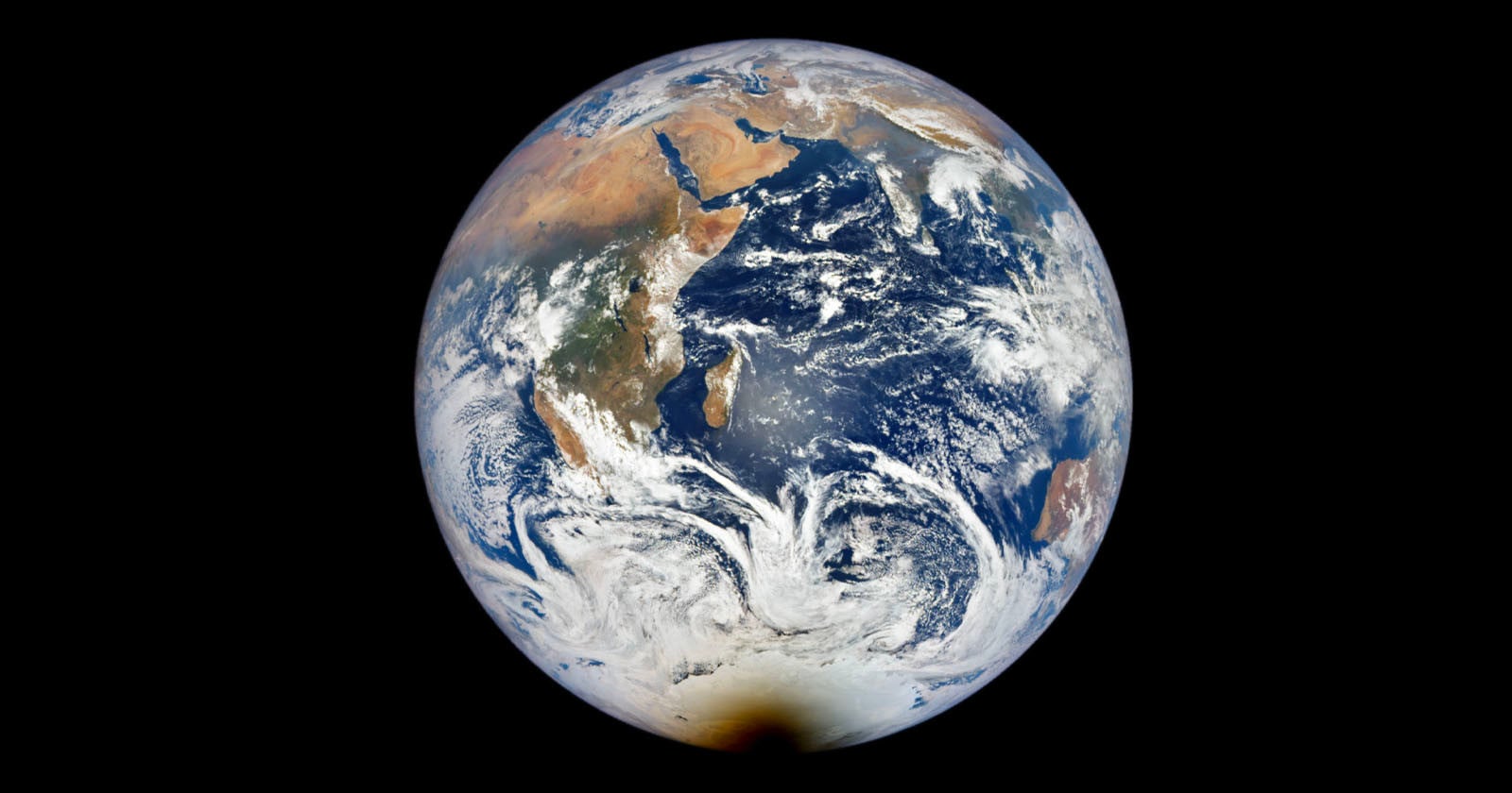 This is What a Solar Eclipse Over Antarctica Looks Like From Space