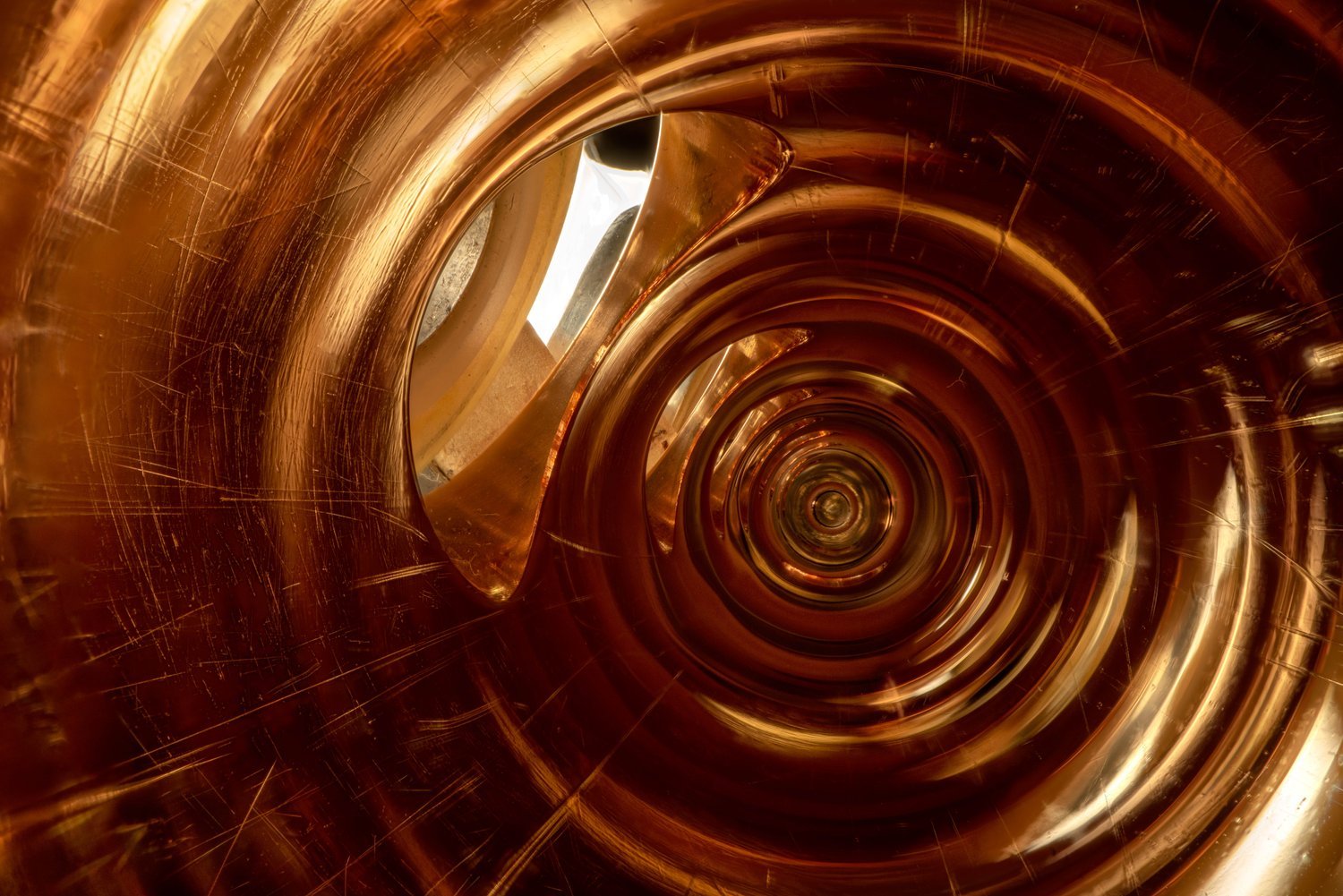 The inside of a musical instrument