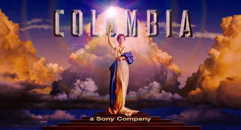 The Columbia Pictures logo featuring the artwork created by illustrator Michael J. Deas using the reference photo by photographer Kathy Anderson