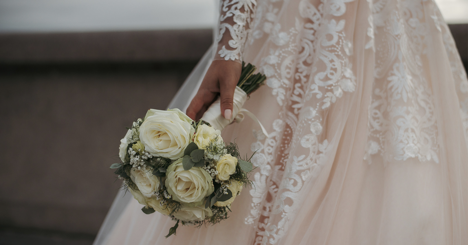 a bride holding her flowers