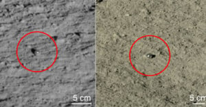 Glass blobs photographed on the moon