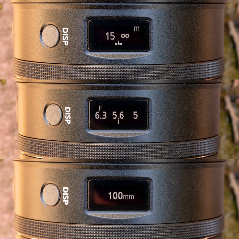 OLED display on the Nikon Z 100-400mm.