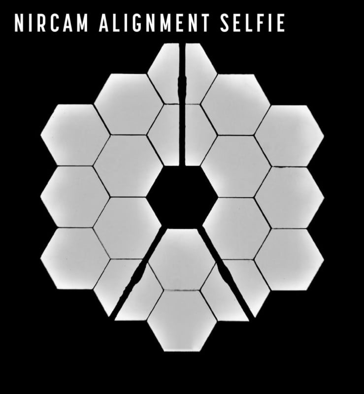 James Webb Space Telescope fully aligned selfie