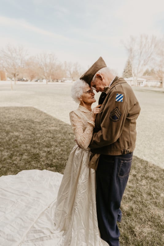 Grandma Poses for Anniversary Shoot in Her 70-Year-Old Wedding Gown