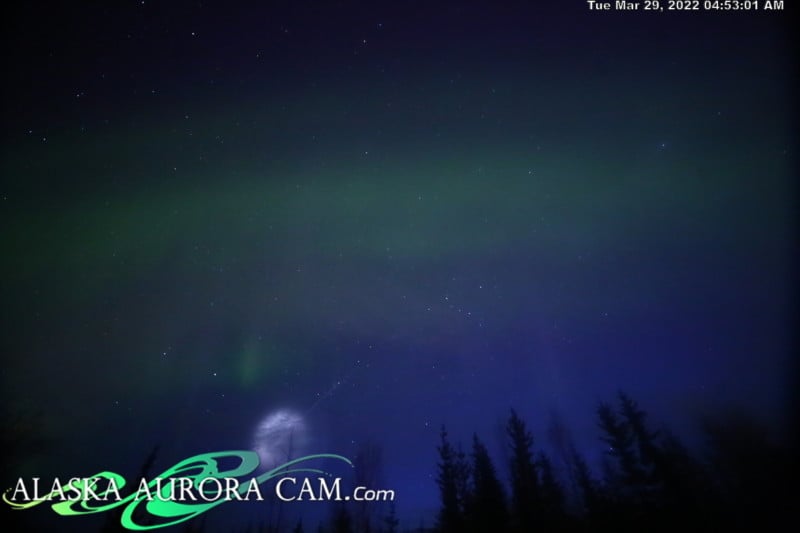 orb above the aurora in alaska