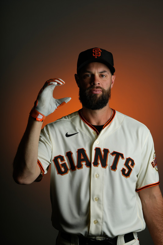 Brandon Belt captain of the ceremonial first pitch at Giants' opener