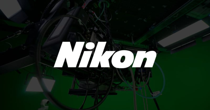 Nikon logo over green screen studio background