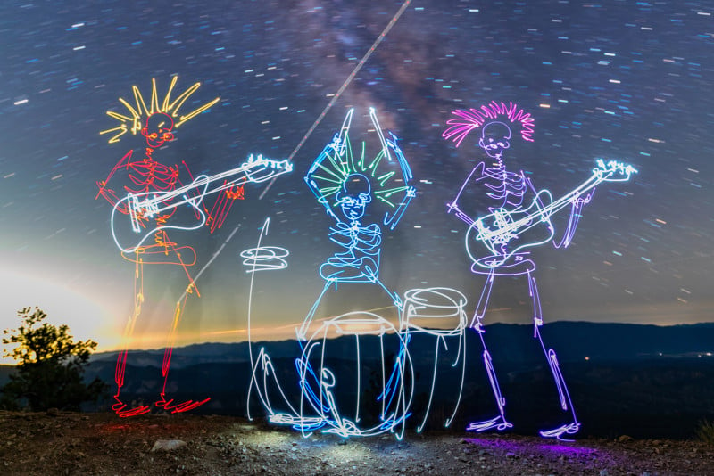 Light Painting Photographer Creates a Ghostly Skeleton Band