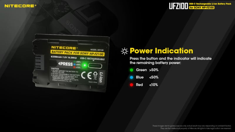 UFZ100 Battery Charge Light Indicators