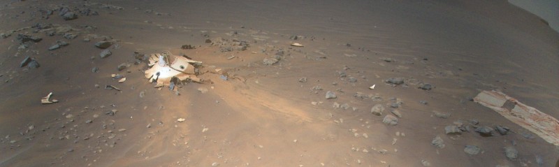 Ingenuity photo of Perseverance crash site