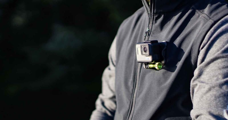 The magnetic SnapMount can attach to clothing or metal.