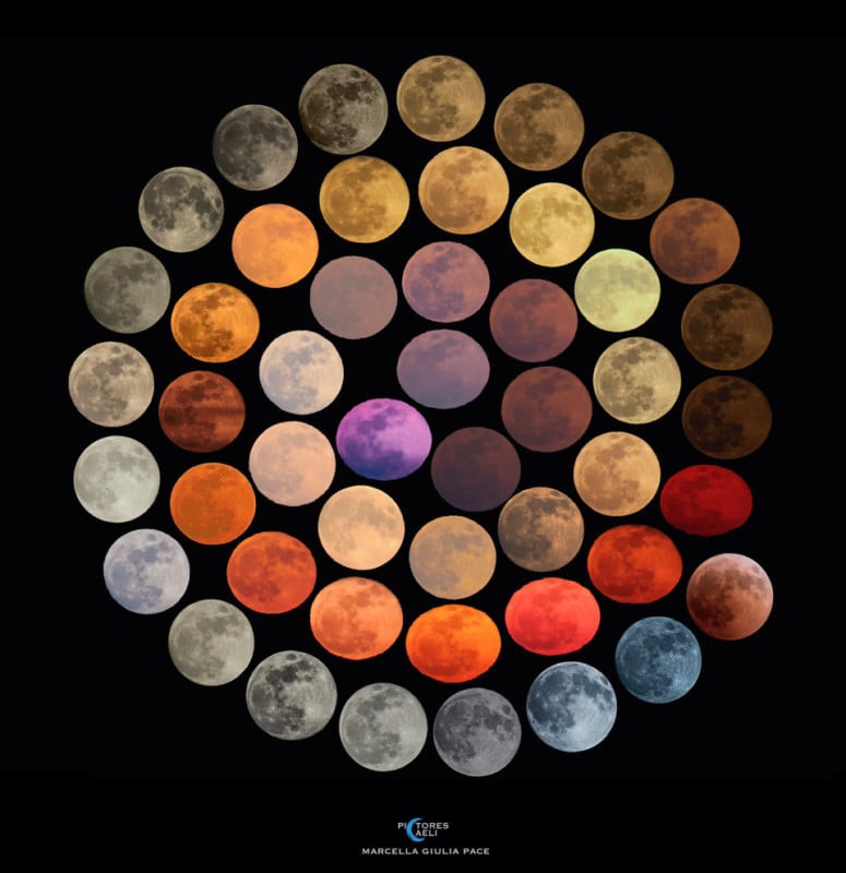 Photographer Captures the Many Colors of the Full Moon Over 10 Years