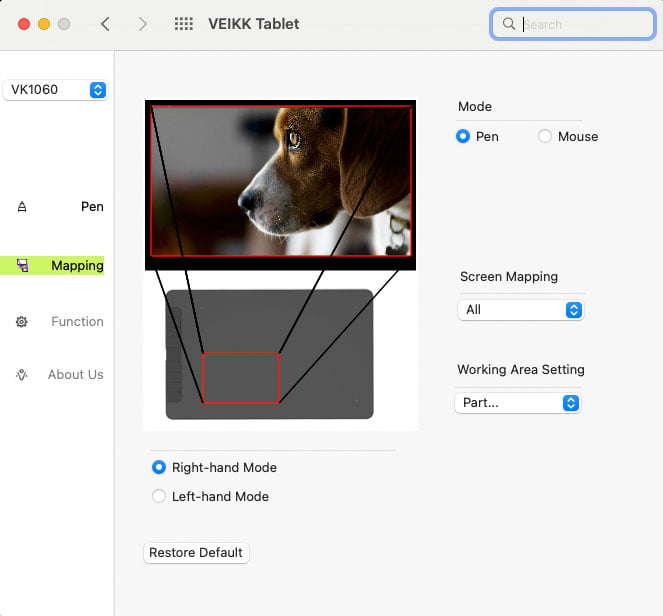 Veikk VK1060 Tablet and Screen Mapping