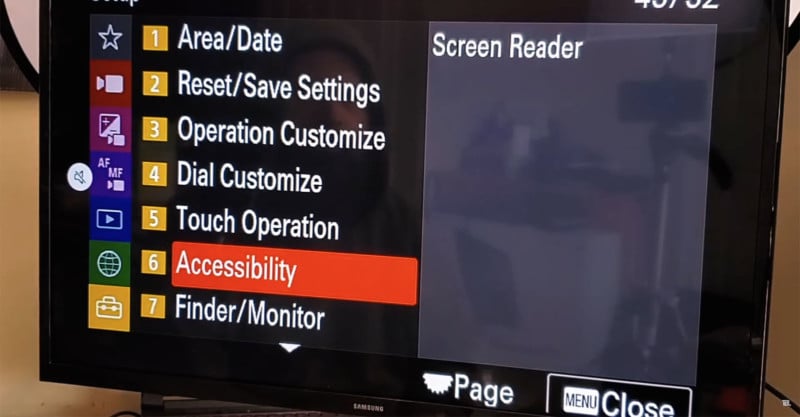 Sony Alpha 7 IV Screenreader